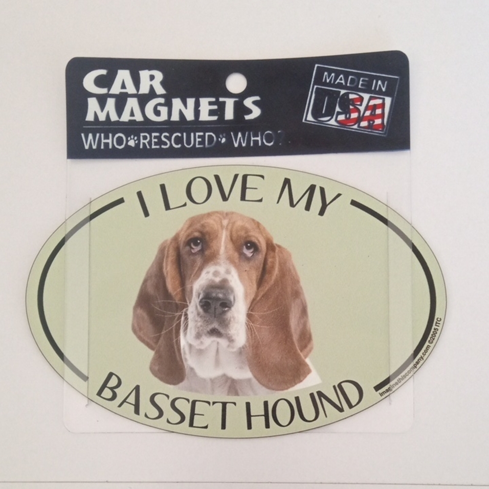 I Love My Basset Hound Car Magnet